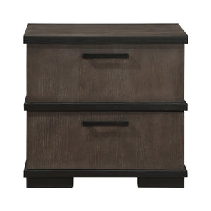 English Elm Nightstands Oak Veneer Two Drawer Set Modern Industrial Bedroom Pair with Bar Pulls B011P572596