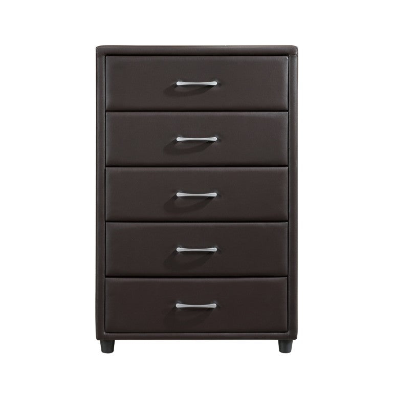 English Elm Chest of Drawers Faux Leather Upholstered 5 Drawer Urban Bedroom Storage Unit B011P572611