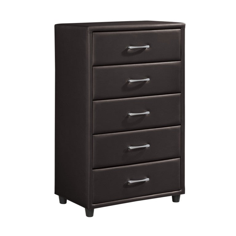 English Elm Chest of Drawers Faux Leather Upholstered 5 Drawer Urban Bedroom Storage Unit B011P572611