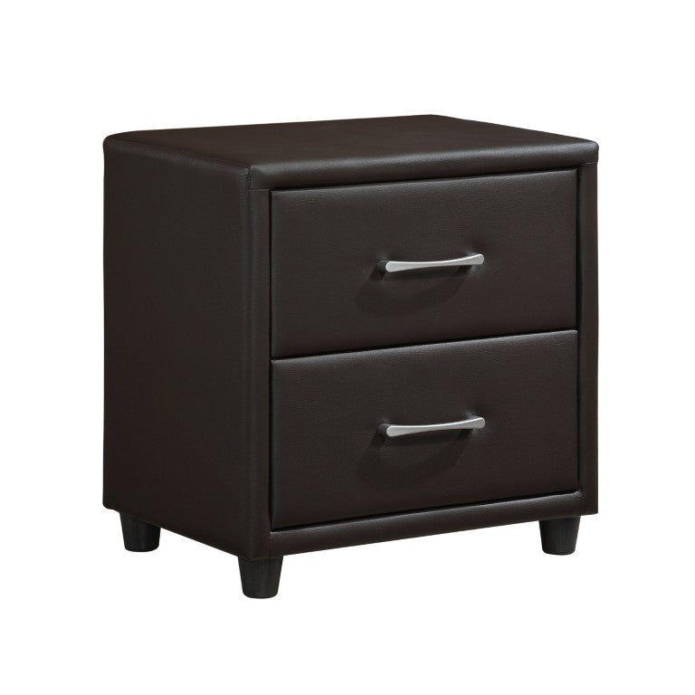 English Elm Nightstands Set of Two with Faux Leather Upholstery and Silver Bar Pulls for Bedroom B011P572612