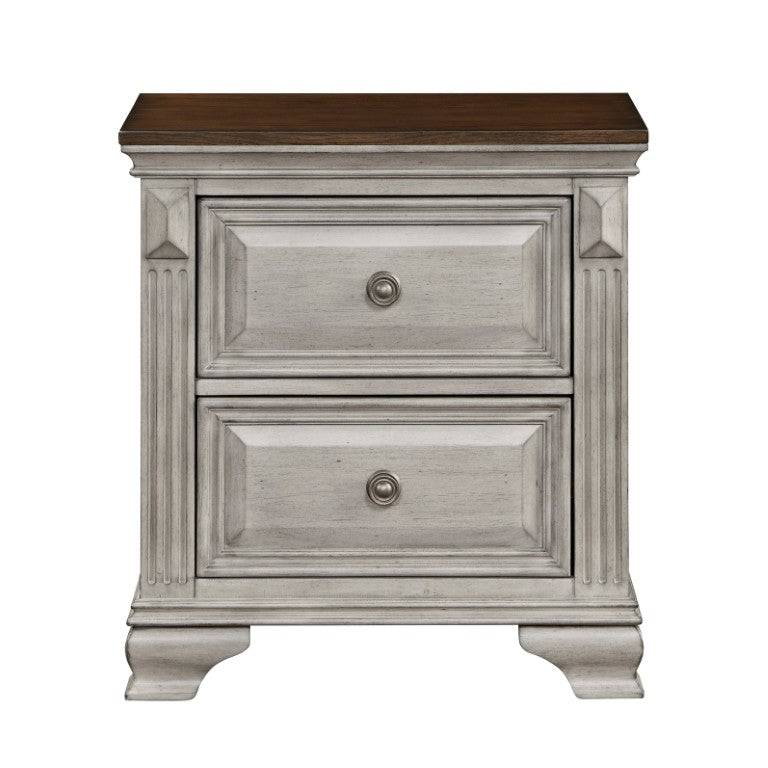 English Elm Nightstands Traditional Pair with Oak Veneer Dovetail Drawers and Bronze Knob Hardware B011P572617