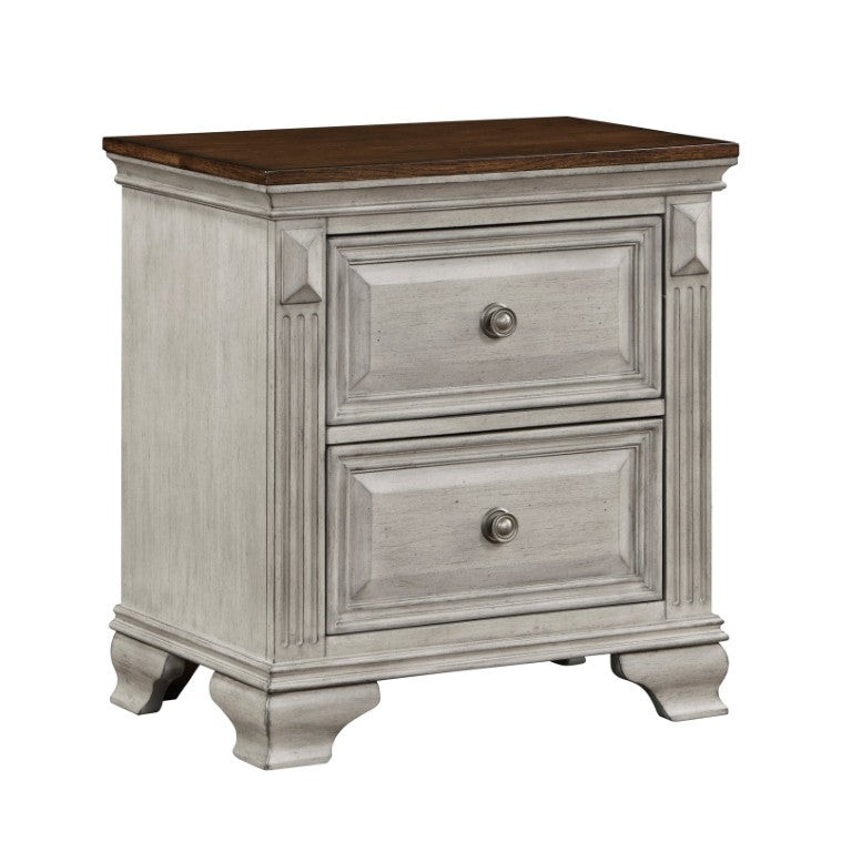 English Elm Nightstands Traditional Pair with Oak Veneer Dovetail Drawers and Bronze Knob Hardware B011P572617