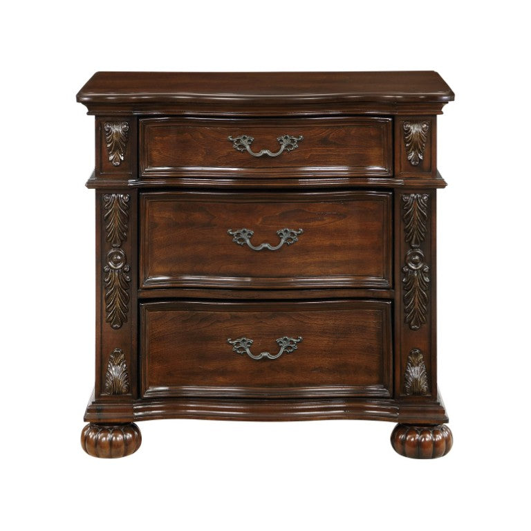 English Elm Nightstands Traditional Cherry Pair with Acanthus Carvings and Dovetail Drawers Bedroom B011P572621