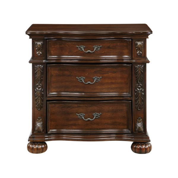 English Elm Nightstands Traditional Cherry Pair with Acanthus Carvings and Dovetail Drawers Bedroom B011P572621