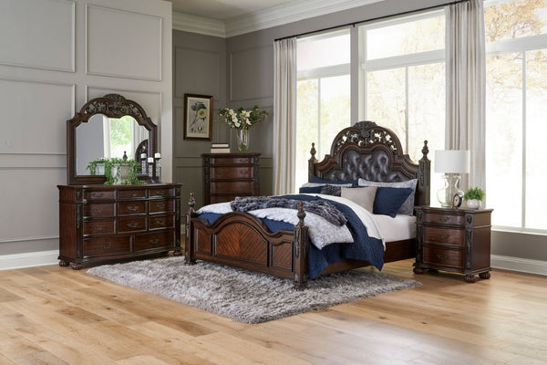 English Elm Nightstands Traditional Cherry Pair with Acanthus Carvings and Dovetail Drawers Bedroom B011P572621
