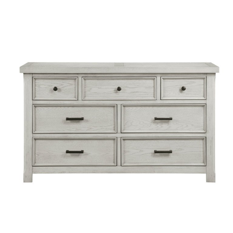 English Elm Dresser Providence Collection Seven Drawer Oak Veneer with Antique Hardware Bedroom Anchor B011P572624
