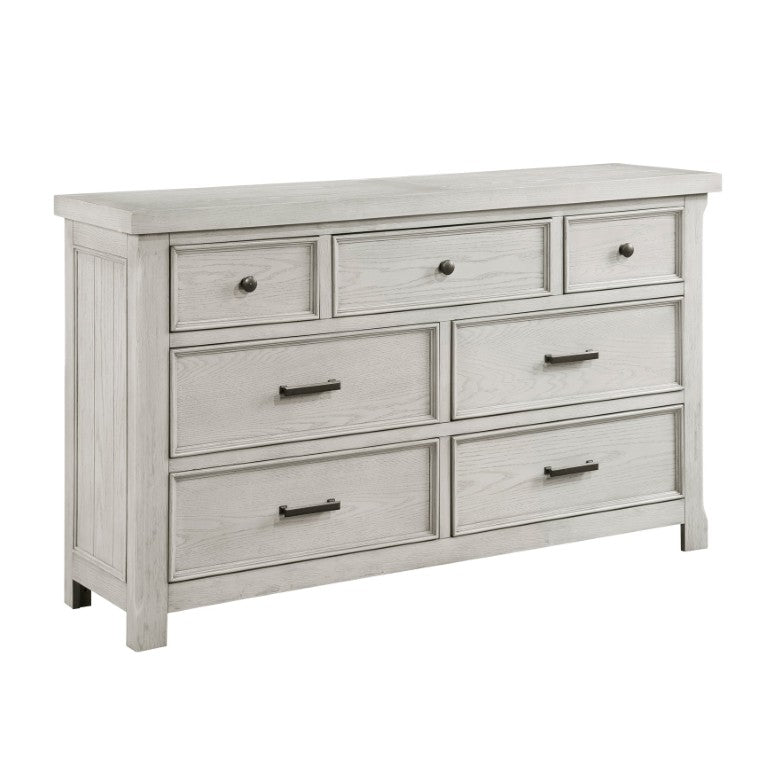 English Elm Dresser Providence Collection Seven Drawer Oak Veneer with Antique Hardware Bedroom Anchor B011P572624