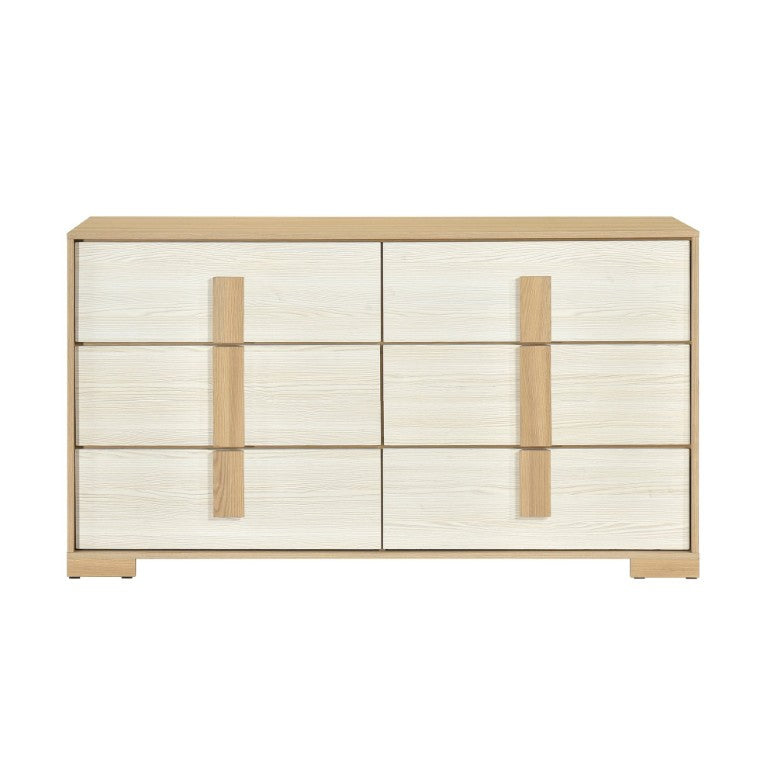 English Elm Dresser Six Drawer Two Tone Natural Wood Grain Contemporary Bedroom Storage Unit B011P572631
