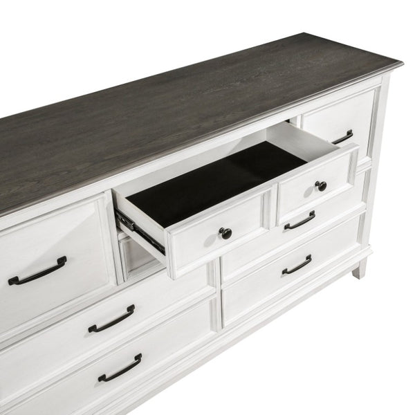 English Elm Dresser Chesterton Eight Drawer Farmhouse Antique White Oak Veneer Bedroom Storage B011P572634