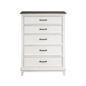English Elm Chest of Drawers Farmhouse Five Drawer Oak Veneer Bedroom Storage Antique White B011P572636