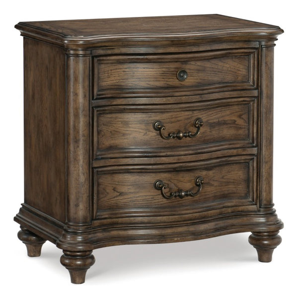 English Elm Nightstands Set of 2 Oak Veneer Traditional Bedroom Storage with Antiqued Hardware B011P572639