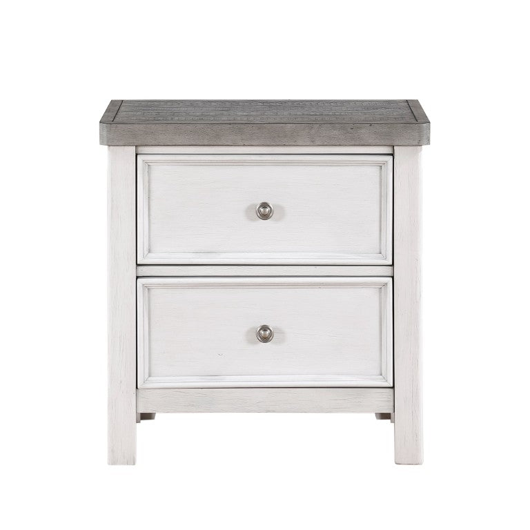 English Elm Nightstands Set of 2 Acacia Veneer Transitional Bedroom Pieces with Pewter Knobs B011P572646