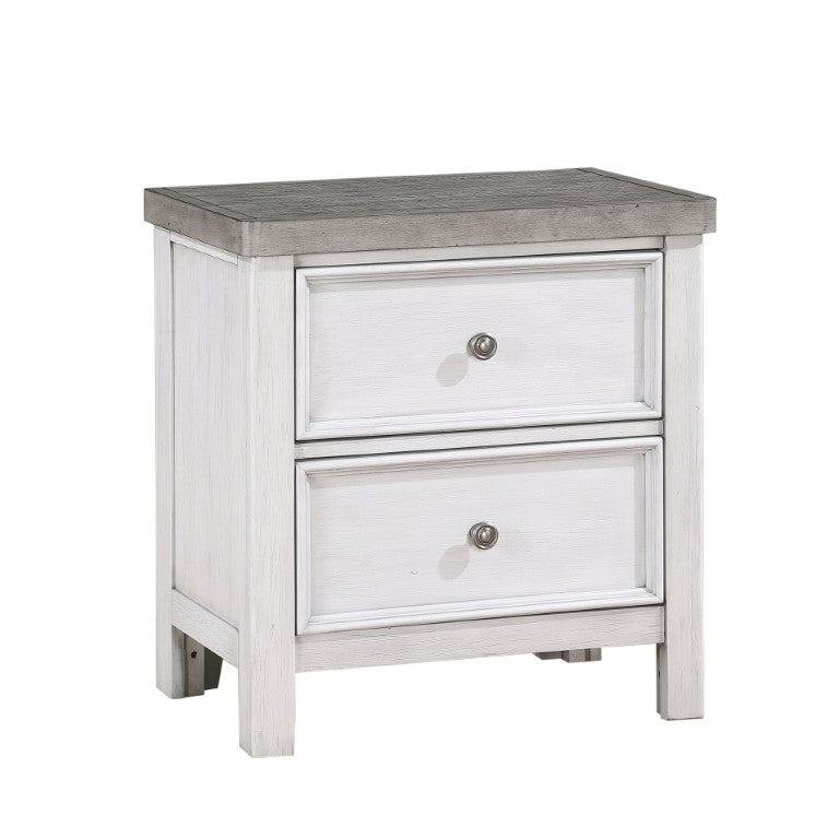 English Elm Nightstands Set of 2 Acacia Veneer Transitional Bedroom Pieces with Pewter Knobs B011P572646