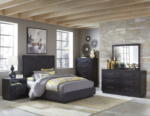 English Elm Nightstands with LED Lighting and USB Charging Ash Veneer Modern Bedroom Set of 2 B011P572652