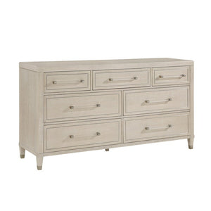 English Elm Dresser Seven Drawer Oak Veneer Bedroom Storage with Nickel Acrylic Hardware Modern Style B011P572664