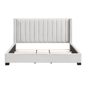English Elm Bed California King Wingback Channel Stitched Upholstered Frame for Primary Bedroom B011P572669