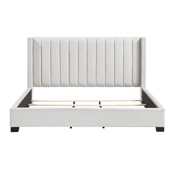 English Elm Bed California King Wingback Channel Stitched Upholstered Frame for Primary Bedroom B011P572669