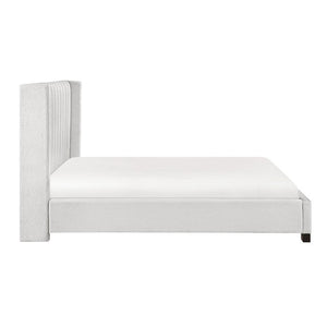 English Elm Bed California King Wingback Channel Stitched Upholstered Frame for Primary Bedroom B011P572669