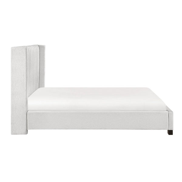 English Elm Bed California King Wingback Channel Stitched Upholstered Frame for Primary Bedroom B011P572669