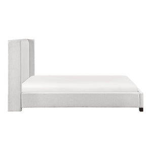 English Elm Bed Queen Wingback Channel Stitched Upholstered Frame for Transitional Bedroom Decor B011P572670