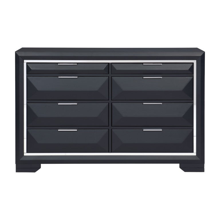 English Elm Dresser 8 Drawer Engineered Wood Birch Veneer with Chrome Accents Modern Bedroom B011P572690