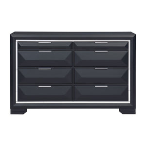 English Elm Dresser 8 Drawer Engineered Wood Birch Veneer with Chrome Accents Modern Bedroom B011P572690