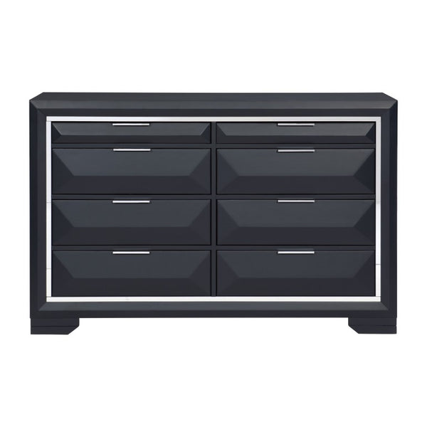 English Elm Dresser 8 Drawer Engineered Wood Birch Veneer with Chrome Accents Modern Bedroom B011P572690