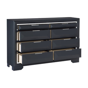 English Elm Dresser 8 Drawer Engineered Wood Birch Veneer with Chrome Accents Modern Bedroom B011P572690