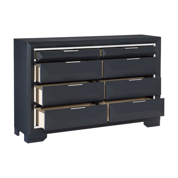English Elm Dresser 8 Drawer Engineered Wood Birch Veneer with Chrome Accents Modern Bedroom B011P572690