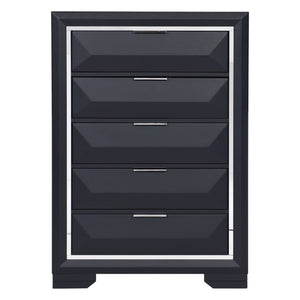English Elm Chest of Five Dovetail Drawers in Bold Midnight Blue with Chrome Acrylic Accents B011P572692
