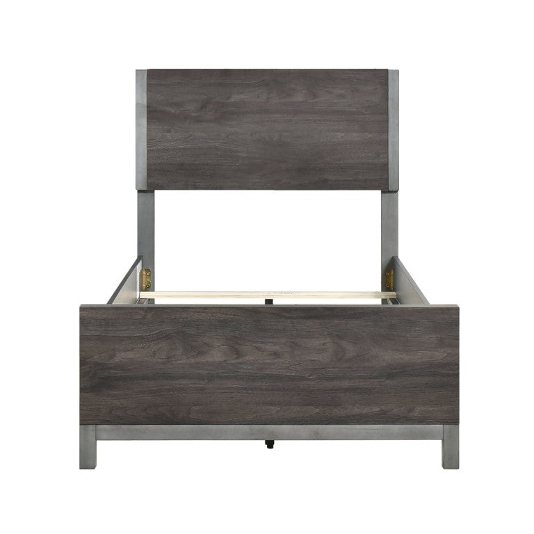 English Elm Twin Panel Bed and Nightstand Set Engineered Wood Gray Industrial Bedroom Modern B011P572697