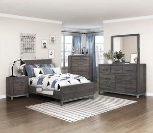 English Elm Twin Panel Bed and Nightstand Set Engineered Wood Gray Industrial Bedroom Modern B011P572697