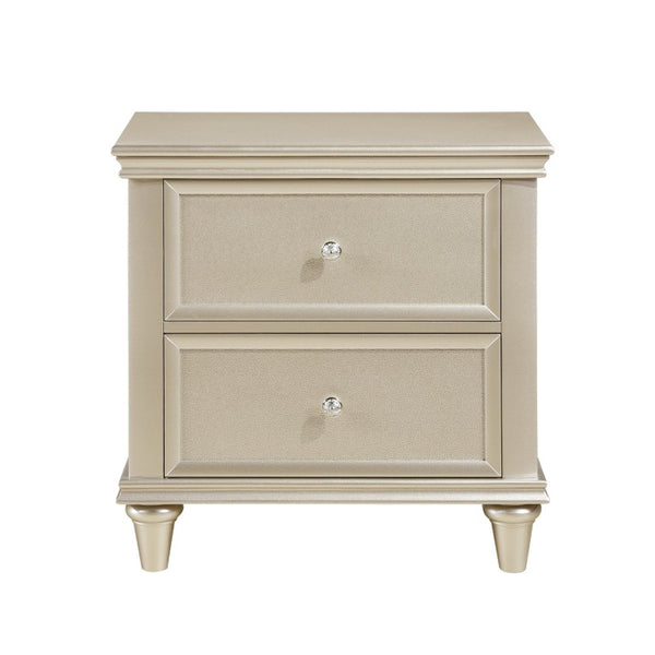 English Elm Nightstands Celandine Collection Silver Embossed 2 Piece Glam Bedroom Set with Chrome Knobs B011P572703