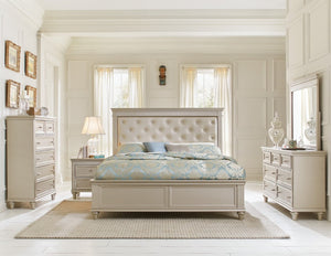 English Elm Nightstands Celandine Collection Silver Embossed 2 Piece Glam Bedroom Set with Chrome Knobs B011P572703