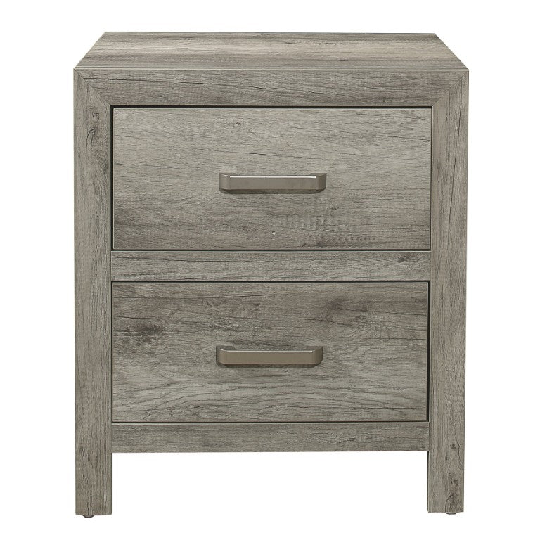 English Elm Nightstands Set of 2 Weathered Gray Plank Finish Engineered Wood Transitional Bedroom B011P572705