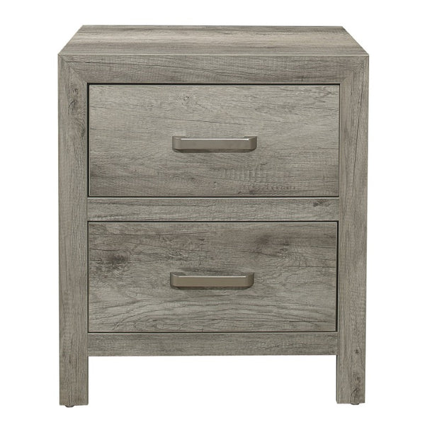 English Elm Nightstands Set of 2 Weathered Gray Plank Finish Engineered Wood Transitional Bedroom B011P572705