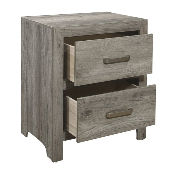 English Elm Nightstands Set of 2 Weathered Gray Plank Finish Engineered Wood Transitional Bedroom B011P572705