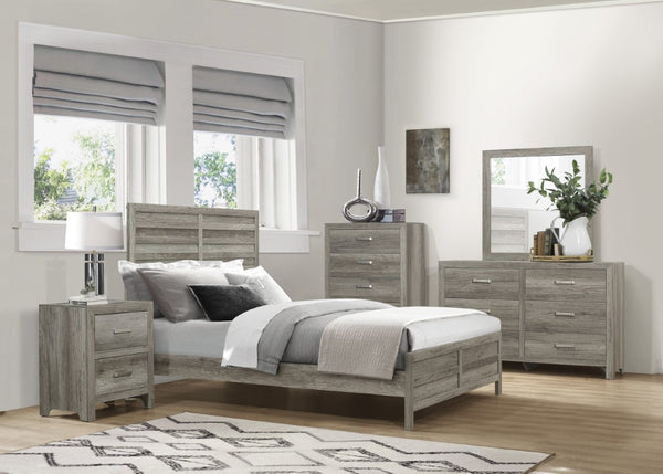 English Elm Nightstands Set of 2 Weathered Gray Plank Finish Engineered Wood Transitional Bedroom B011P572705