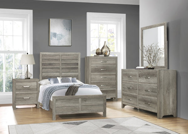English Elm Nightstands Set of 2 Weathered Gray Plank Finish Engineered Wood Transitional Bedroom B011P572705