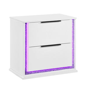English Elm Nightstands with LED Lighting and Dovetail Drawers Contemporary Glam Bedroom Set of 2 B011P572709