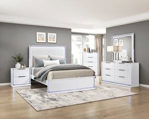English Elm Nightstands with LED Lighting and Dovetail Drawers Contemporary Glam Bedroom Set of 2 B011P572709