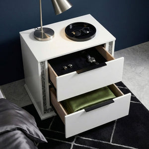 English Elm Nightstands with LED Lighting and Dovetail Drawers Contemporary Glam Bedroom Set of 2 B011P572709