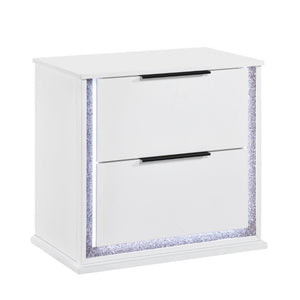 English Elm Nightstands with LED Lighting and Dovetail Drawers Contemporary Glam Bedroom Set of 2 B011P572709
