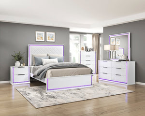 English Elm Nightstands with LED Lighting and Dovetail Drawers Contemporary Glam Bedroom Set of 2 B011P572709