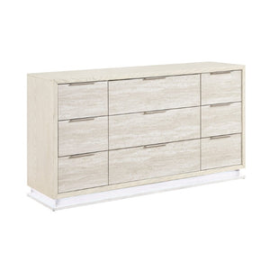 English Elm Dresser Nine Drawer Engineered Wood with LED Lighting Contemporary Bedroom Storage B011P572711