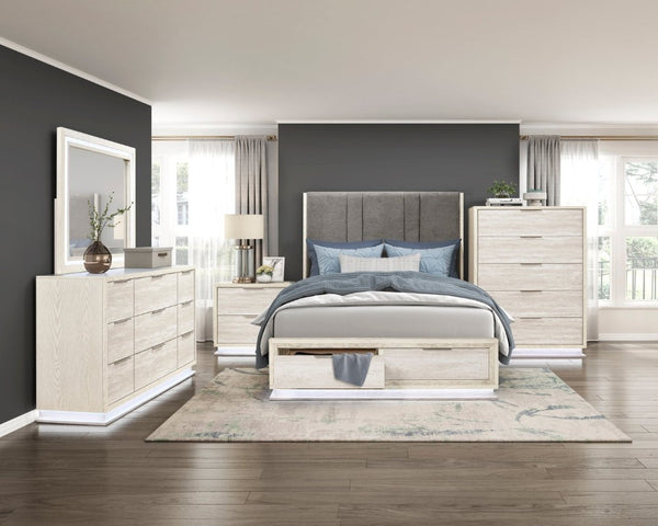 English Elm Dresser Nine Drawer Engineered Wood with LED Lighting Contemporary Bedroom Storage B011P572711