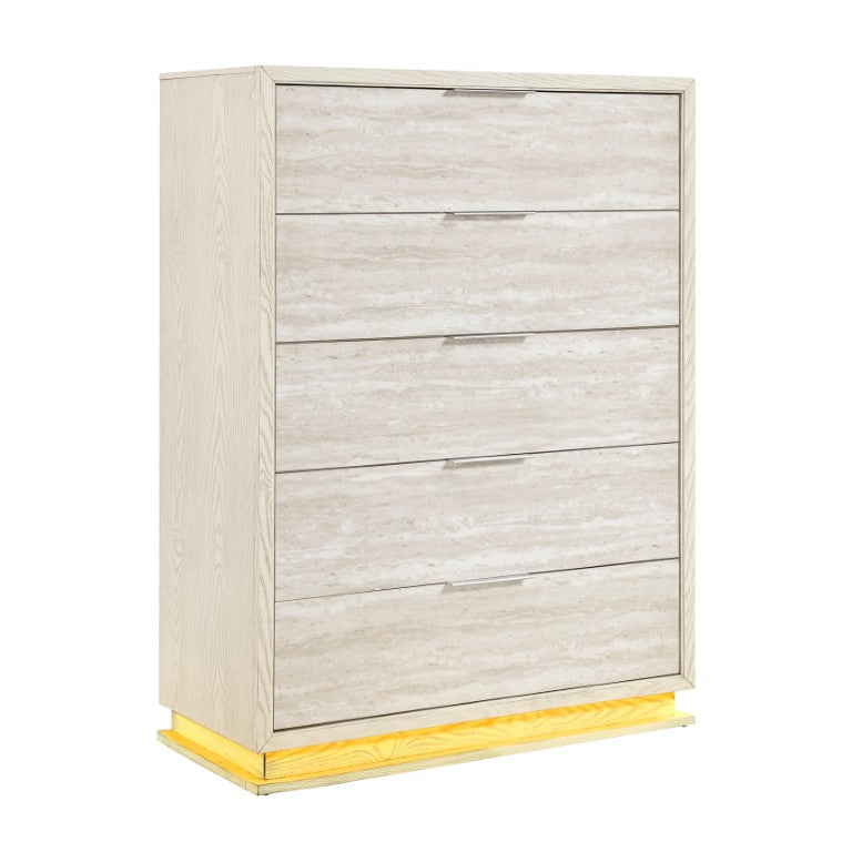English Elm Chest of Drawers with Built in LED Lighting Two Tone Engineered Wood Bedroom Storage B011P572713