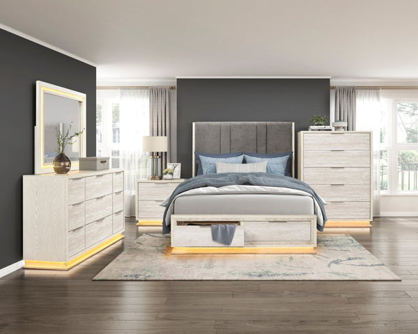 English Elm Chest of Drawers with Built in LED Lighting Two Tone Engineered Wood Bedroom Storage B011P572713