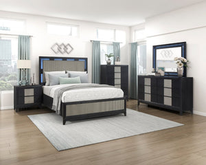 English Elm Nightstands with Reeded Drawer Fronts Two Tone Wood Finish Modern Bedroom Set of 2 B011P572718