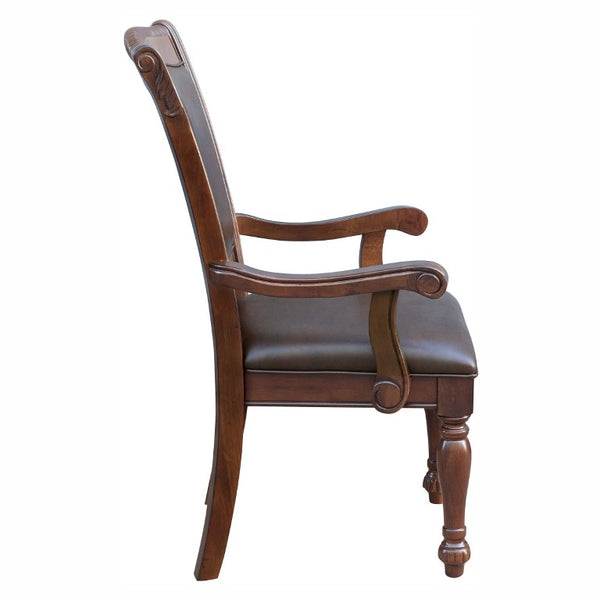 English Elm Arm Chairs Set of 4 Parquet Wood Veneer High Back Faux Leather Dining Room Seats B011P572728